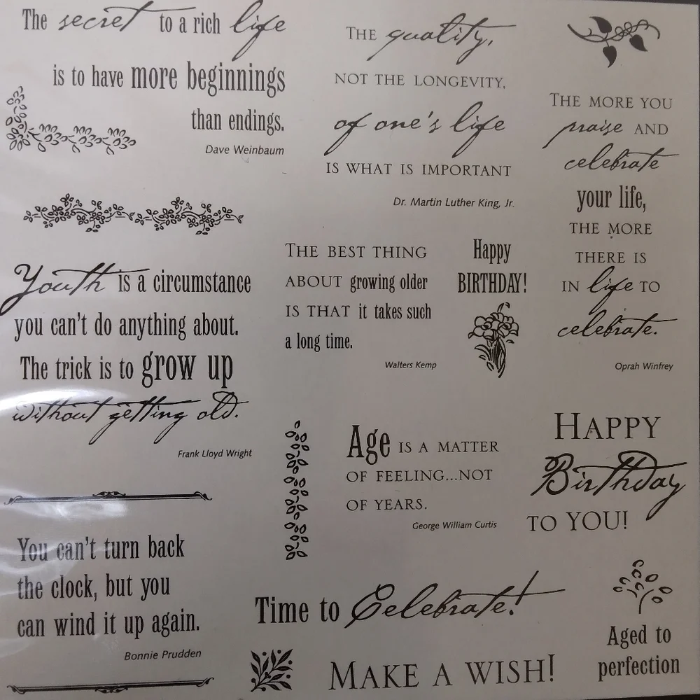 Simple Thoughts 16 Piece HAPPY BIRTHDAY Clear Stamp Set by Cloud 9 Design